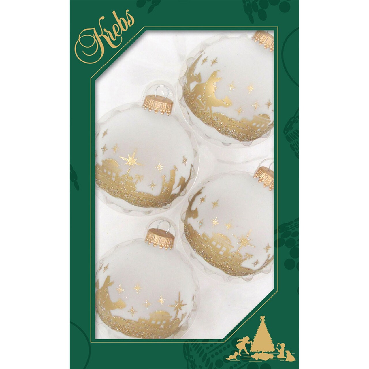 Christmas by Krebs 4ct Gold Glass Bethlehem Nativity Scene Christmas Ball Ornaments 2.5" (60mm)
